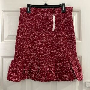 Stretchy smocked mini skirt - red polka dot